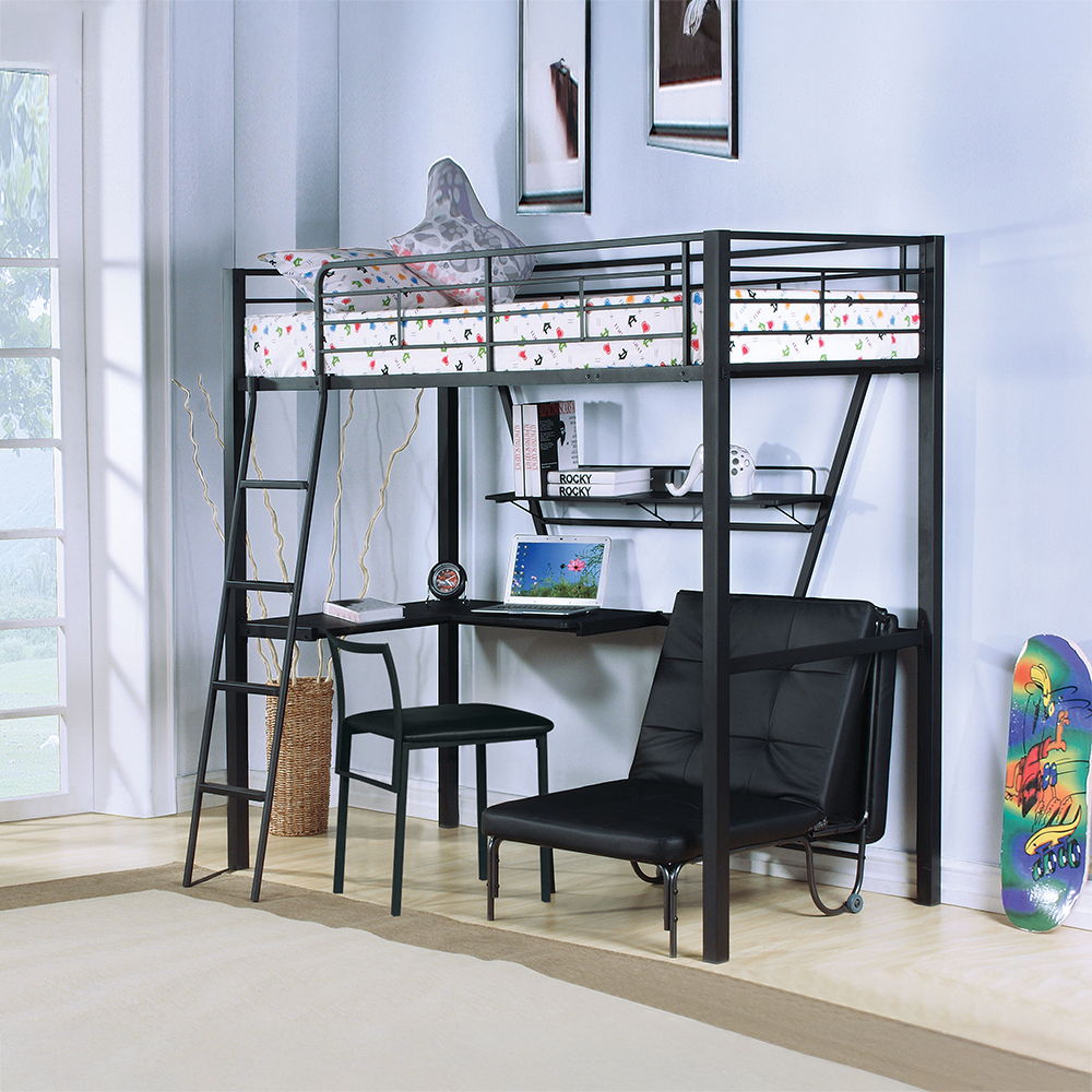 Senon - Adjustable Chair Futon - Silver & Black