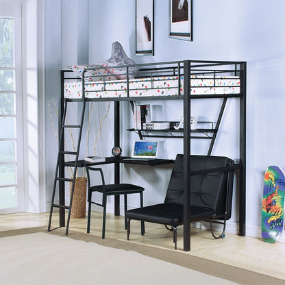 Senon - Adjustable Chair Futon - Silver & Black