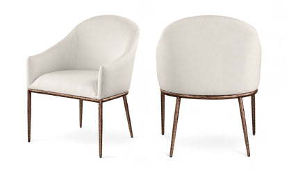 Ferro - Upholstered Dining Arm Chair With Brushed Bronze Legs