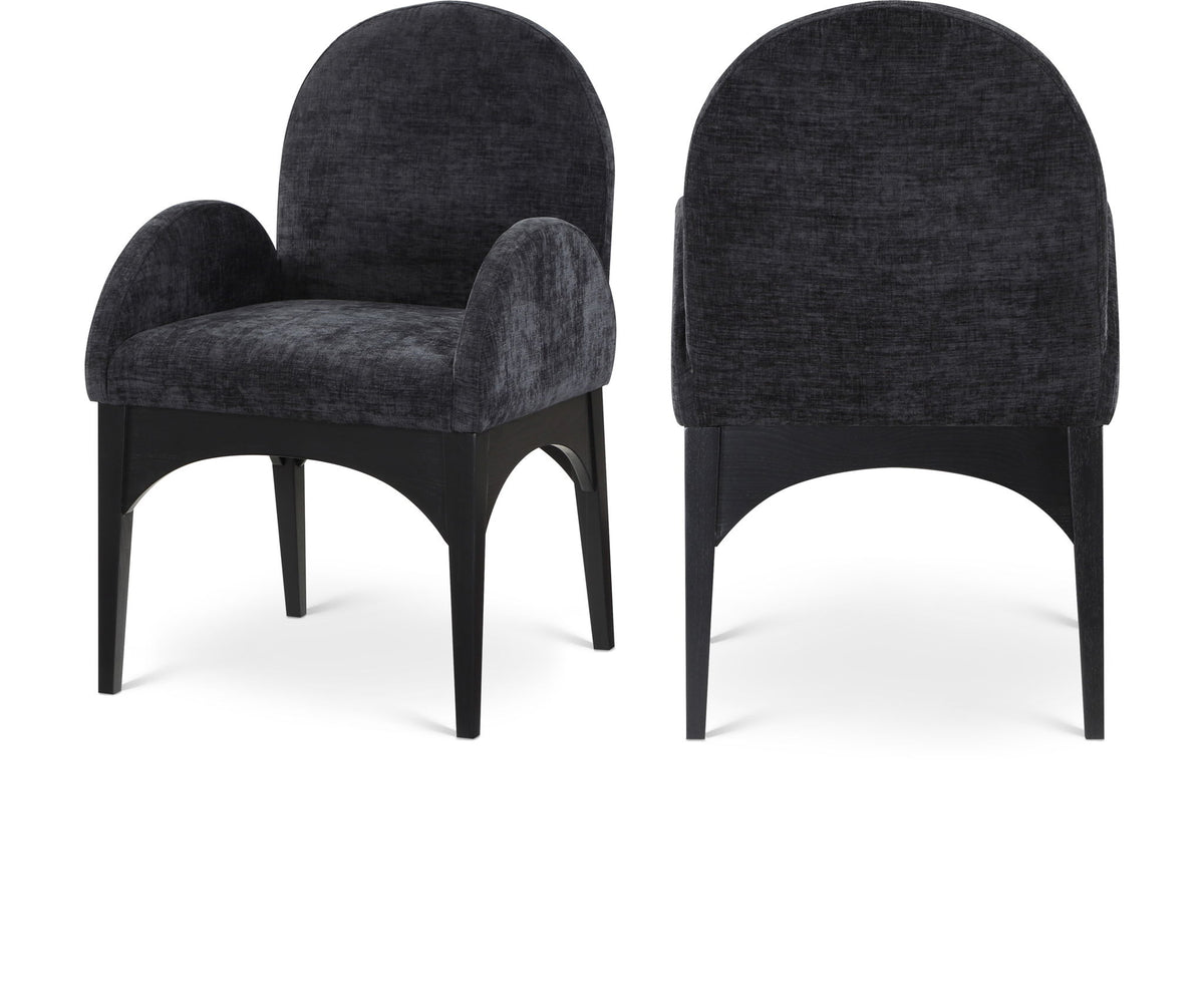 Waldorf - Chenille Dining Arm Chair With Black Legs