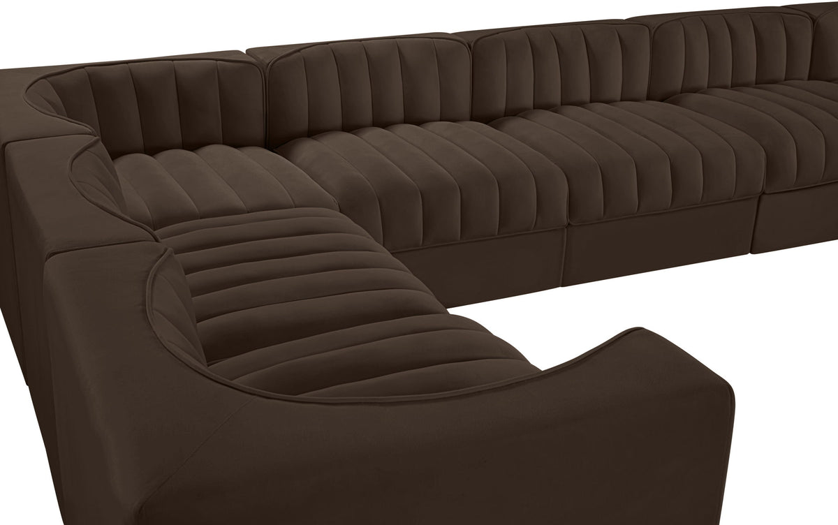Rummi - Velvet Performance Fabric Upholstered 10 Piece Modular Sectional