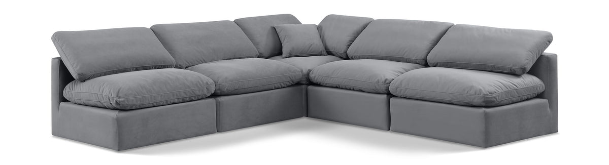 Indulge - Velvet 5 Piece Modular Corner Armless Sectional