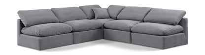 Indulge - Velvet 5 Piece Modular Corner Armless Sectional