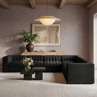 Rummi - Symmetrical Velvet Performance Fabric Upholstered 7 Piece Modular Sectional (With 3 Corner Chairs)