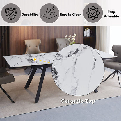 Damita - Ceramic Top Dining Table - White & Black