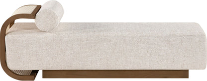 Zephyr - Linen Textured Fabric Upholstered Chaise - Painted Brown Walnut Base