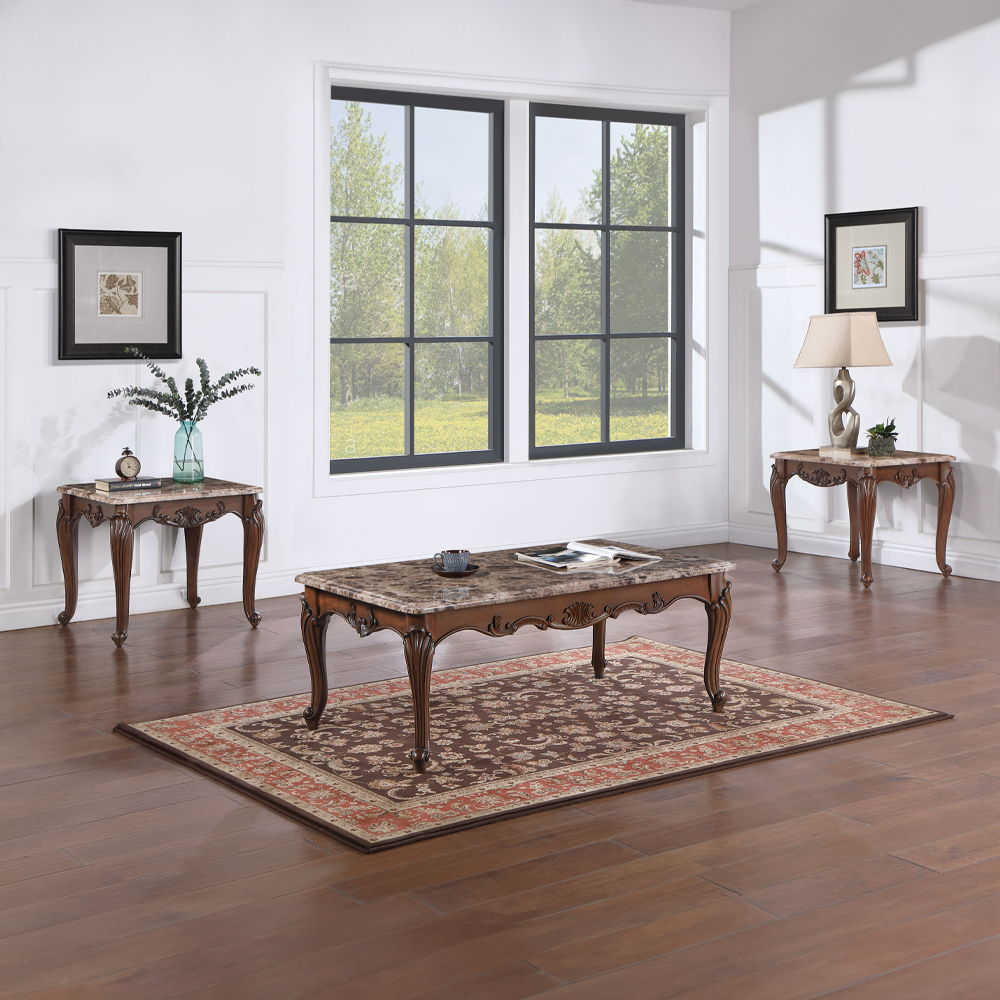 Nayla - End Table - Natural Marble Top & Cherry