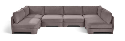 Hammond - Velvet Performance Fabric Upholstered 6 Piece U-Shaped Armless Sectional