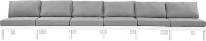 Nizuc - Outdoor Patio 6 Seat Armless Modular Sofa With White Frame
