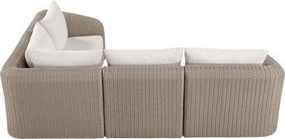 Seacrest - 123.25" Olefin Water Resistant Fabric And Wicker 4 Piece Outdoor Patio Modular Sectional