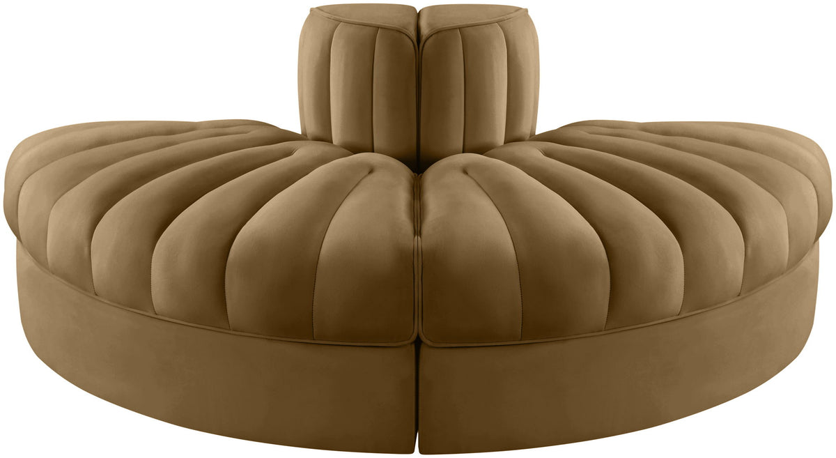 Rummi - Velvet Performance Fabric Upholstered 2 Piece Rounded Modular Loveseat