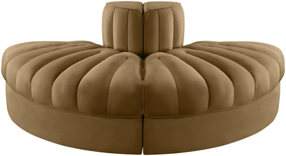 Rummi - Velvet Performance Fabric Upholstered 2 Piece Rounded Modular Loveseat