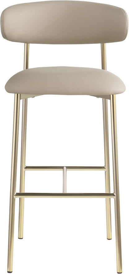 Lupita - Vegan Leather Upholstered Bar Stool With Brushed Gold Frame (Set of 2)