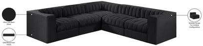 Rummi - Symmetrical Velvet Performance Fabric Upholstered 5 Piece Modular Sectional