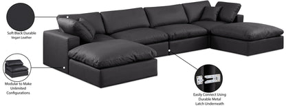 Comfy - 6 Piece Faux Leather Modular Double Chaise Sectional