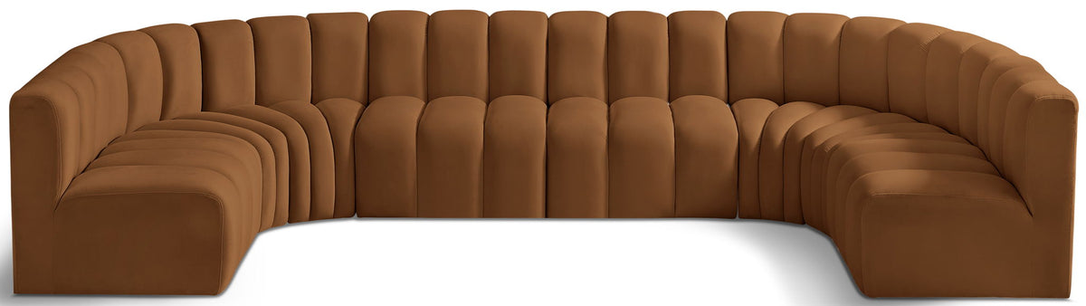 Arc - Velvet Modular U-Shaped Sectional - Saddle