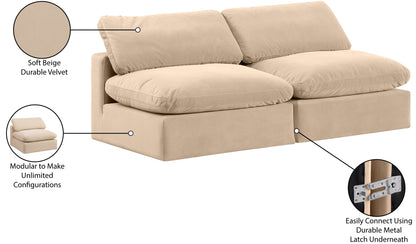 Comfy - Velvet Modular Armless Sofa 2 Seats