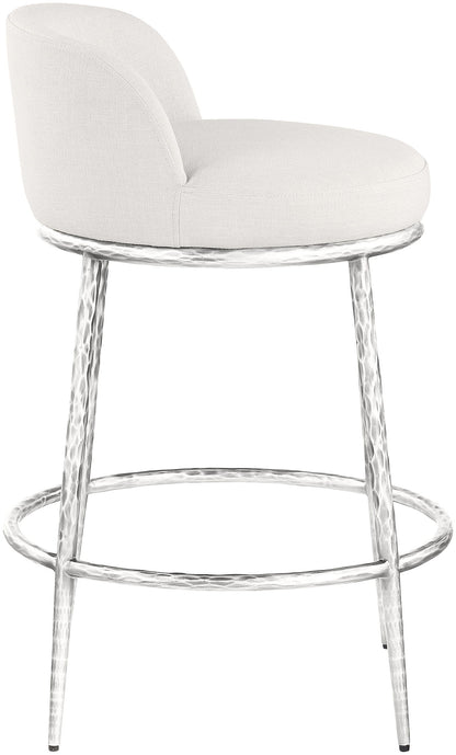 Ferro - Upholstered Counter Stool With Brushed Silver Base
