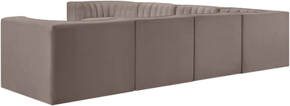Rummi - Symmetrical Velvet Performance Fabric Upholstered 7 Piece Modular Sectional (With 3 Corner Chairs)