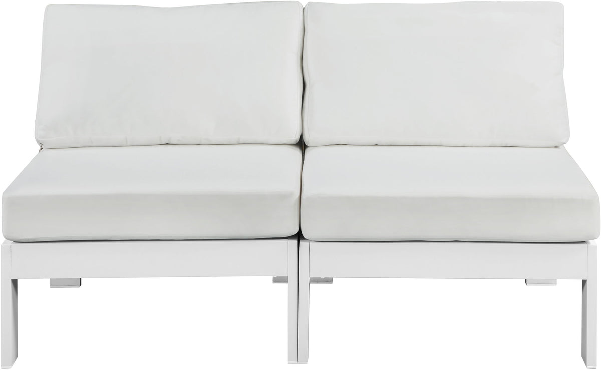 Nizuc - Outdoor Patio 2 Seat Armless Modular Sofa With White Frame