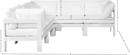 Nizuc - Outdoor Patio 5 Piece Modular Sectional With White Frame