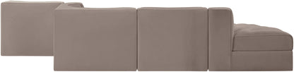 Rummi - Rounded Velvet Performance Fabric Upholstered 5 Piece Modular Sectional