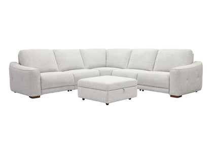Julianna - 5 Piece Power Reclining Sectional With Power Headrests - Crisp Taupe