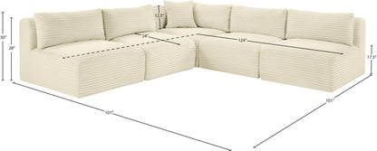 Shaggy - 5 Piece Modular Corner Armless Sectional