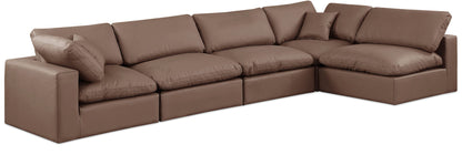 Comfy - 5 Piece Faux Leather Modular Sectional
