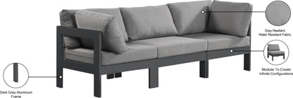 Nizuc - Outdoor Patio 3 Seat Modular Sofa With Gray Frame