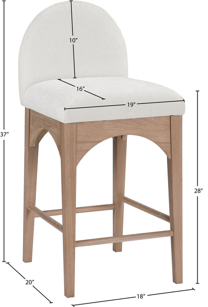 Waldorf - Chenille Stool With Natural Legs