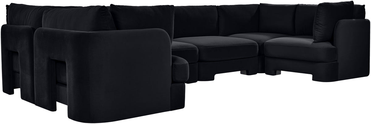 Hammond - Velvet Performance Fabric Upholstered 6 Piece U-Shaped Sectional