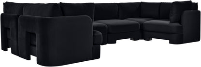 Hammond - Velvet Performance Fabric Upholstered 6 Piece U-Shaped Sectional
