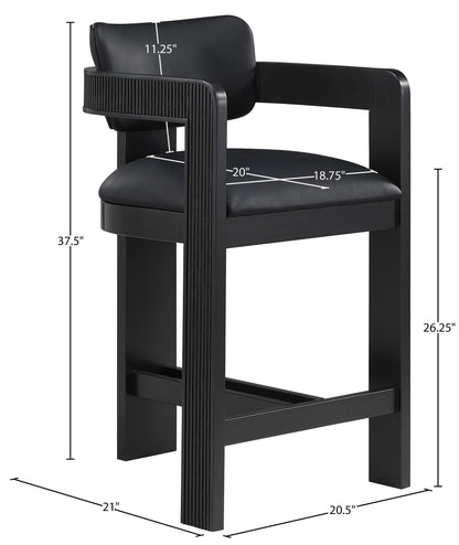 Sacha - Vegan Leather Upholstered Counter Stool With Black Base