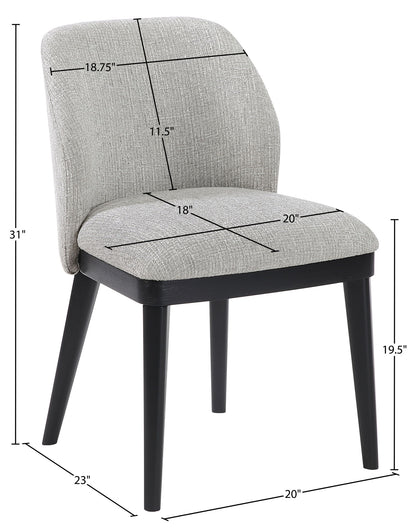 Valeo - Linen Textured Fabric Upholstered Dining Chair (Set of 2) - Painted Black Base
