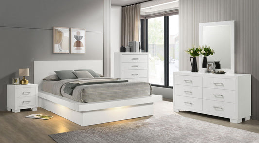 Jessica 5-piece Eastern King LED Bedroom Set Snow White