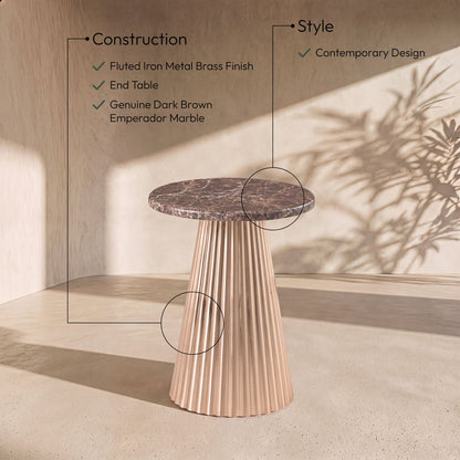 Cindra - Genuine Marble Top And Iron Base Table