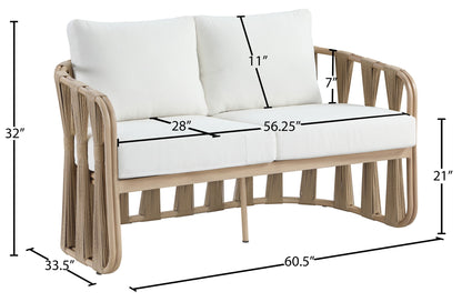 San Pietro - Resilient Waterproof Fabric 60.5" Upholstered Outdoor Patio Loveseat