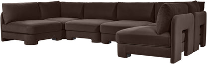 Hammond - Velvet Performance Fabric Upholstered 6 Piece U-Shaped Armless Sectional
