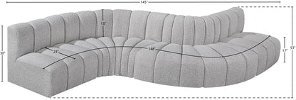 Arc - Boucle Fabric 6 Piece Curved Modular Sofa