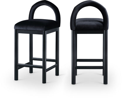 Conrad - Velvet Counter Stool With Black Legs