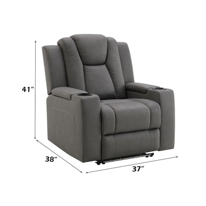 Leuco - Power Motion Recliner With Cup Holder, Control, LED & Power Headrest - Gray