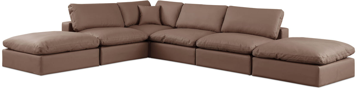 Comfy - 6 Piece Faux Leather Modular Sectional