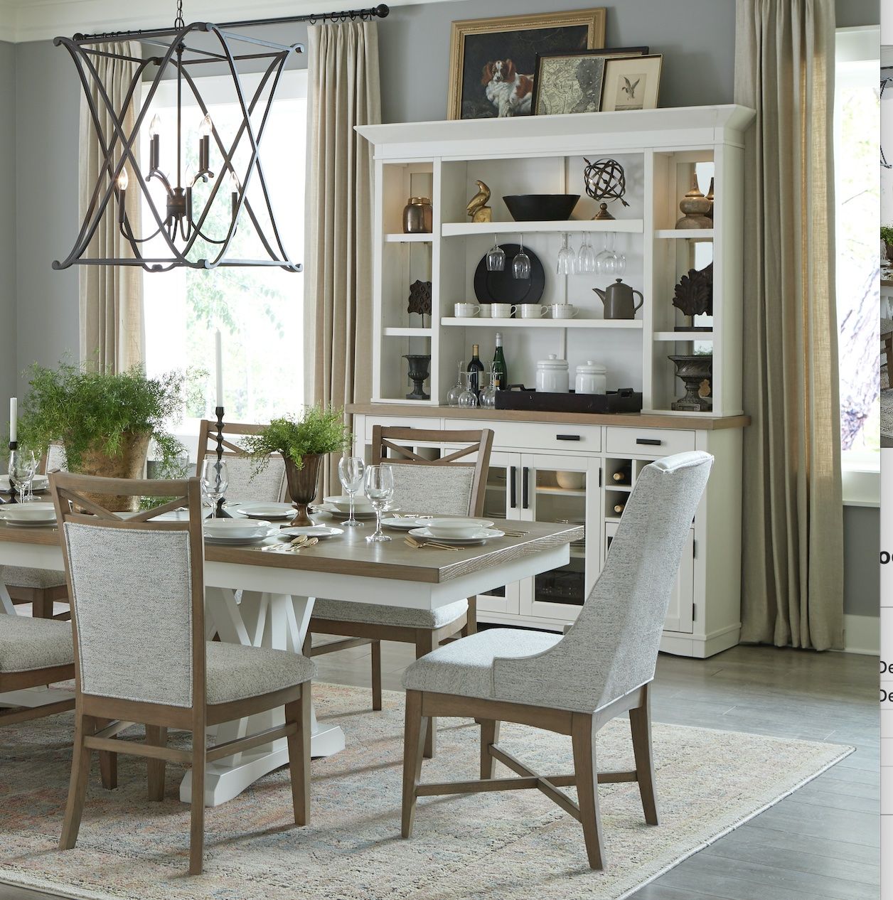 Americana Modern Dining - Buffet And Display Hutch With Quartz Insert - Cotton