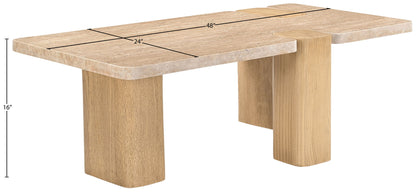 Ravenna - Genuine Fabric Travertine And Oak Wood Table