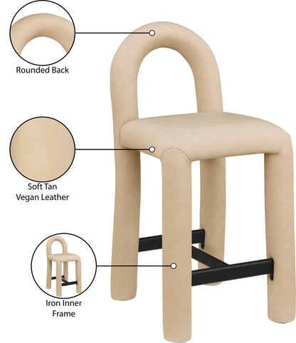 Amari - Vegan Leather and Boucle Fabric Stool