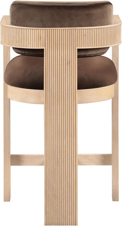 Sacha - Velvet Stool With Natural Base