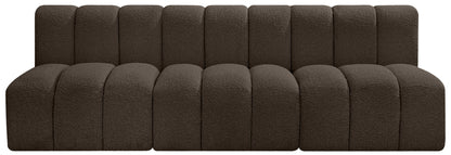 Arc - Boucle Fabric 3 Piece Modular Straight Sofa - Brown