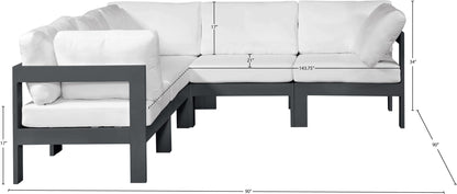 Nizuc - Outdoor Patio 5 Piece Modular Sectional With Gray Frame
