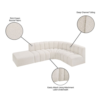 Arc - Boucle Fabric 5 Piece Corner Modular Sofa